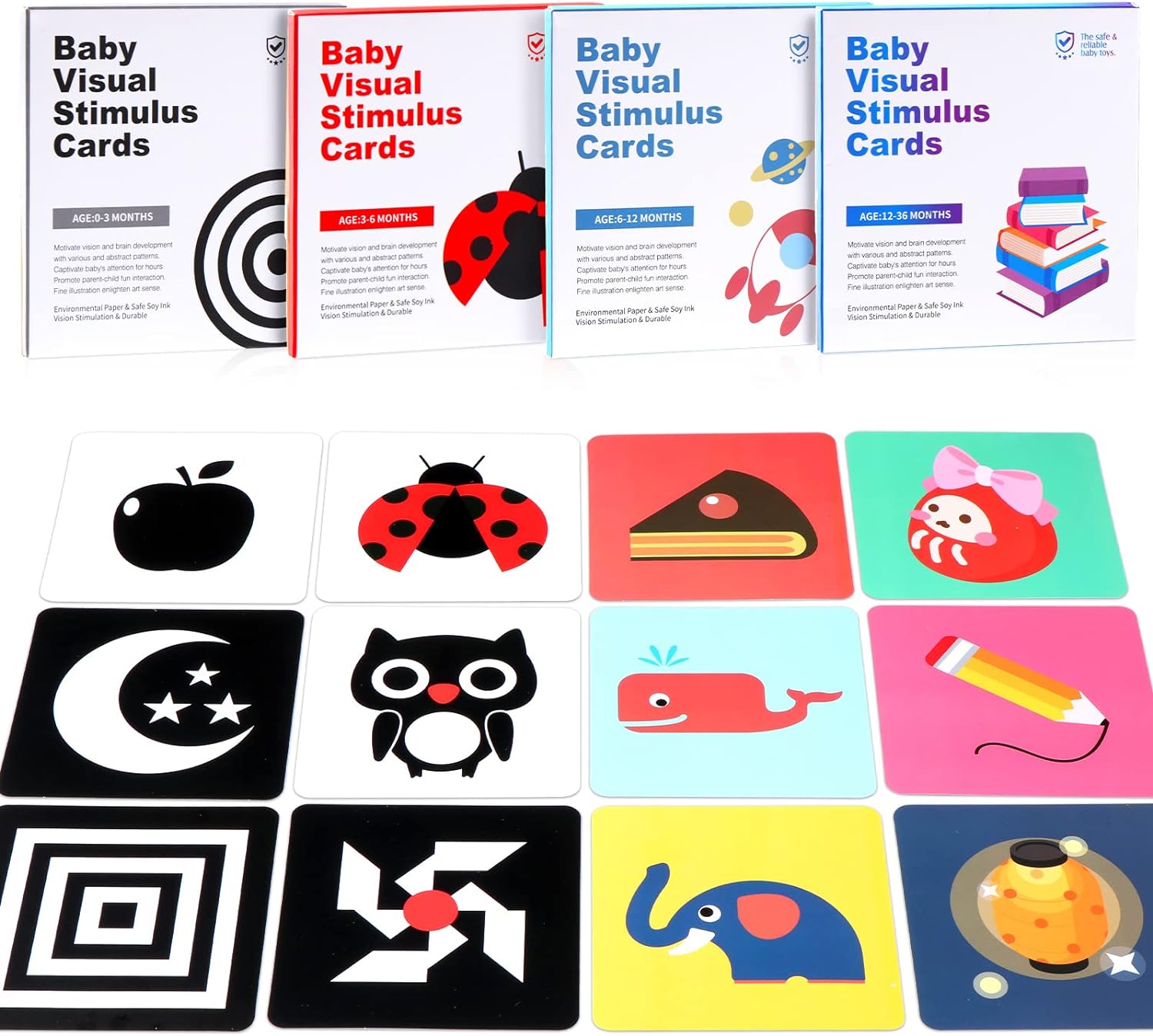 Baby Visual Stimulation Cards From 0 Month to 36 Months - Box of 4 Sets